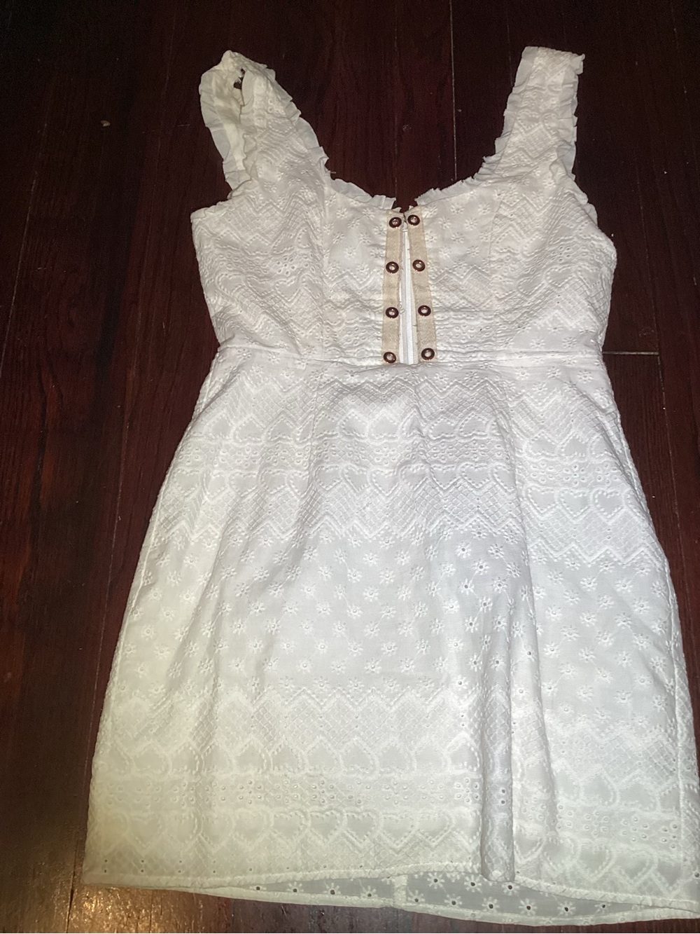 For love and Lemon eyelet mini White Lace-Up Sleeveless Mini Dress small - Picture 2 of 10
